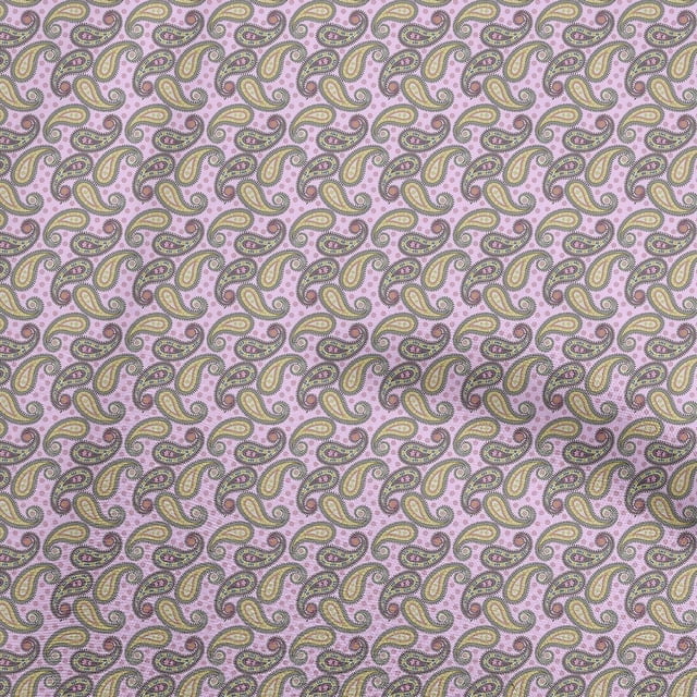 oneOone Silk Tabby Light Pink Fabric Asian Paisley Sewing Craft Projects Fabric Prints By Yard 42 Inch Wide