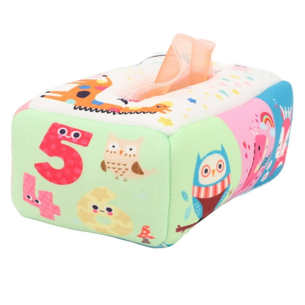 Juguete De Caja De Pañuelos Para Bebés, Dibujos Animados De Peluche Caja De Pañuelos Multiusos Para Bebés Juguete Colores Ricos Educación Temprana Suave Para Bebés Para