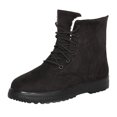 thumbnail image 2 of EKVAHL Women's Lace‑Up Winter Snow Boots, Faux Suede Walking Boots, Non‑Slip Cold Weather Outdoor Flat Casual Boots Black, 2 of 5