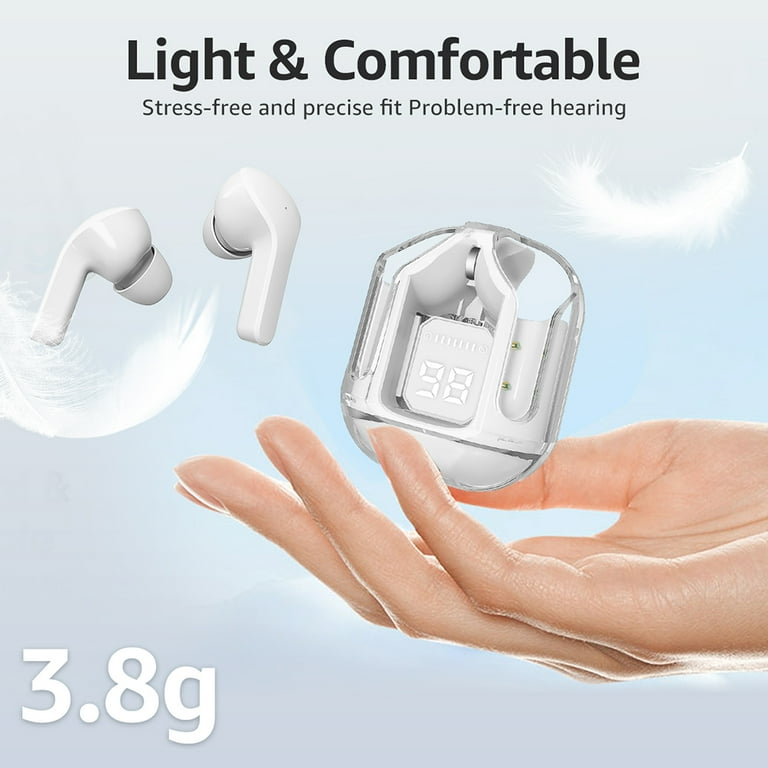 Bluetooth5.1 Headphones with Wireless Charging Case for iPhone Android IPX7 Waterproof Noise Cancelling White Walmart