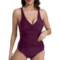 thumbnail image 1 of DGHM Bike Short Set New Solid Color Mesh Splicing Piece Swimsuit Sexy and Fashionable and Backless Swimsuit Brick Red S, 1 of 4