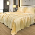 thumbnail image 2 of Unique Bargains Ensemble de Draps en Satin 4 Pcs Draps en Polyester Soyeux et Doux, 2 of 8