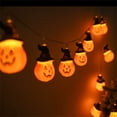 thumbnail image 2 of Halloween Pumpkin String Lights, Jack O Lantern Pumpkin LED Decorative String with Witch Hat Design, 20 Lights 3M Length for Party Home Porch Decor, 2 of 8