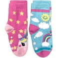 thumbnail image 4 of Jefferies Socks Girls Socks, 2 Pack Unicorn Rainbow Fuzzy Slipper Socks with Grippers (Little Girls & Big Girls), 4 of 7