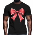 thumbnail image 2 of Camisetas informales de manga corta con lazo navideño para hombre, camisetas gráficas, 2 of 8