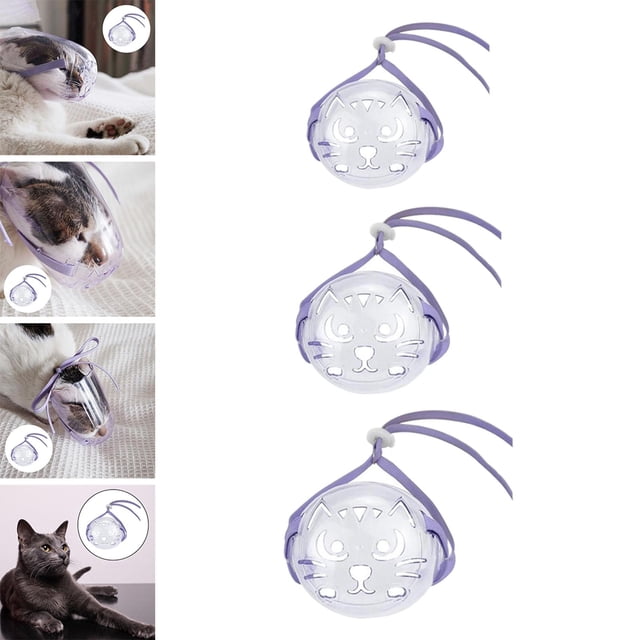 3x Juego de Bozales para Gatos de Malla Transpirable Yinane Bozal Anti Mordida