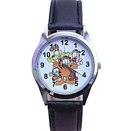 Mainstreet Classics by Garfield Unisex 20mm Black Leather Band Wristwatch, Black