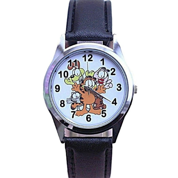 Mainstreet Classics by Garfield Unisex 20mm Black Leather Band Wristwatch, Black