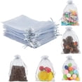 thumbnail image 1 of 100 bolsas de organza gris claro de 10 x 15 cm con cordón ajustable para regalos de boda, joyería, dulces y otros artículos de fiesta., 1 of 8