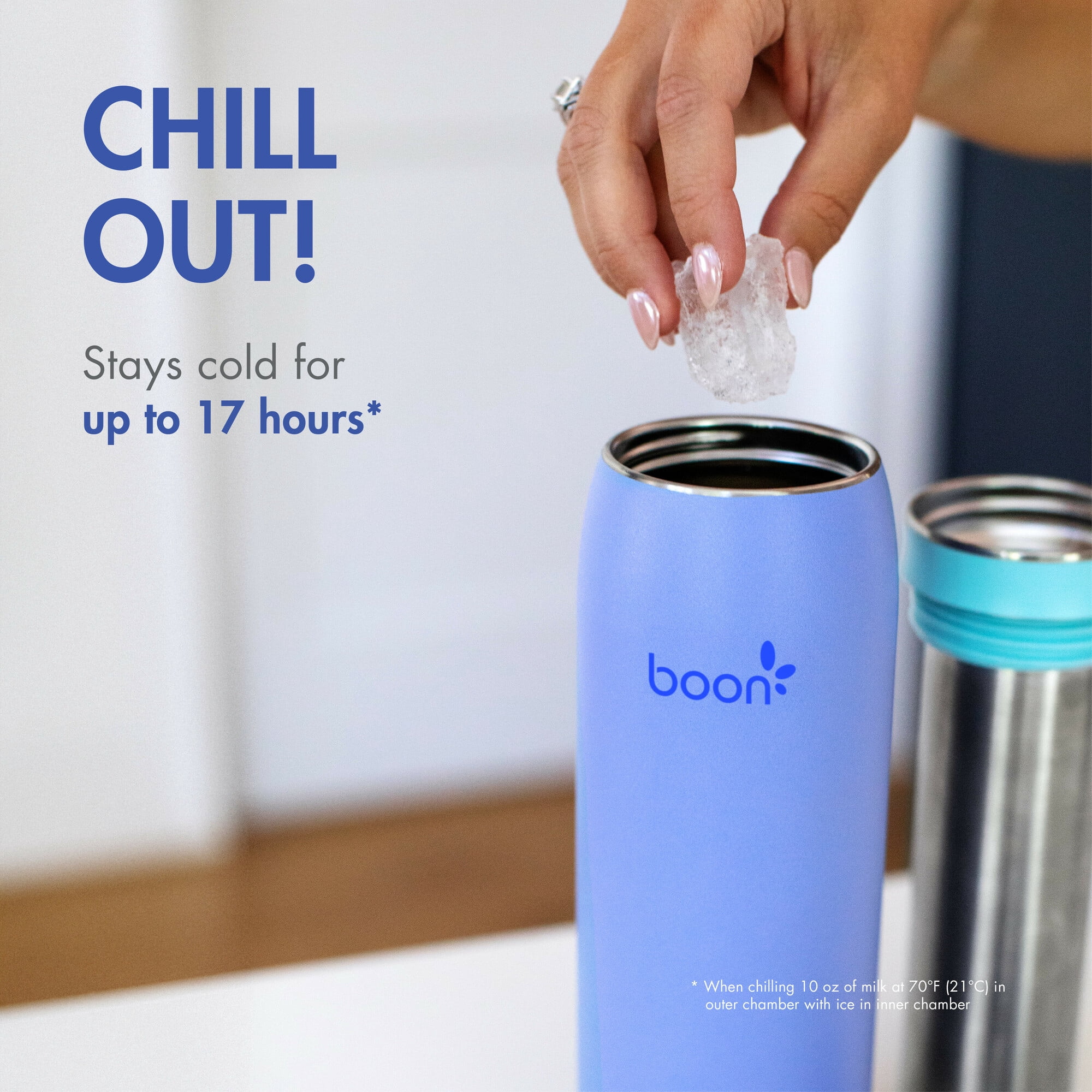 Boon Frosh Stainless Steel Portable Breast Milk Chiller, Blue