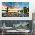 thumbnail image 1 of Riverside Sunset with Wood - Modern Seascape Canvas Artwork, 1 of 3