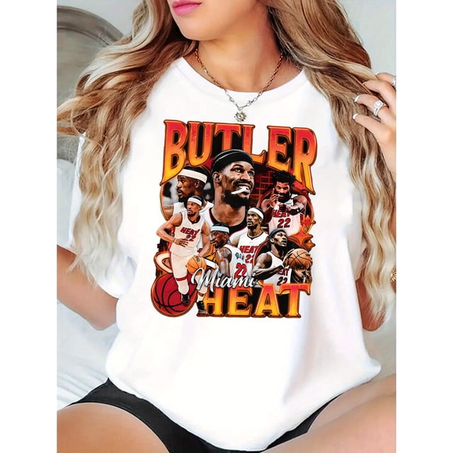 Camiseta De Verano Para Mujer, Moda Informal, Ropa Cómoda, Camisetas De Manga Corta MWomen'S Casual Basketball Player Portrait Graphic T-Shirt, Polyester Knit Fabric, Crew Neck, Medium Stretch, All