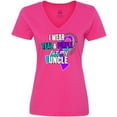 thumbnail image 3 of Inktastic Suicide Prevention I Wear Teal and Purple For My Uncle Women's V-Neck T-Shirt, 3 of 5