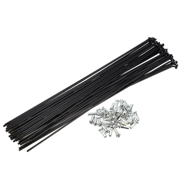 Unique Bargains 40 radios 14G J Bend de 226 mm x 2 mm con cabecillas para bicicleta de acero negro Unique Bargains radios y accesorios para bicicletas