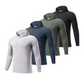 thumbnail image 5 of Camisetas deportivas largas con capucha para hombre, ropa deportiva con agujero para el pulgar, color negro y gris, para gimnasio, correr, jerséis informales, novedad de 2024, 5 of 5