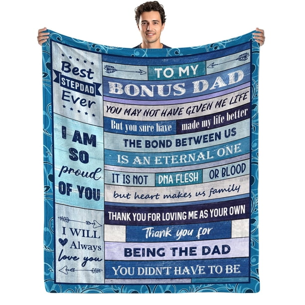LHSHID Step Dad Gifts from Daughter Fathers Day Blanket Gifts Bonus Dad Fleece Blankets from Son to Stepdad Birthday Thanksgiving Blankets 60x80in