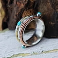 thumbnail image 3 of LD DESIGNS - Turquoise Spinner Ring Hammered Silver Band with Natural Blue Gemstone for Anxiety Relief & Boho Style Jewelry, 3 of 3