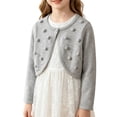 thumbnail image 3 of UACY Girls Long Sleeve Knit Shrug Cardigan, Open Front Bolero Sweater with Button Closure for Toddler and Kids, 3 of 9