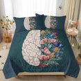 thumbnail image 1 of Arightex Flowered Brain Anatomy Comforter Set, Sage Green Bedding Set for Kids, Size Full, 1 of 5