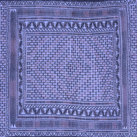 Ahgly Company Machine Washable Indoor Square Southwestern Blue Country Area Rugs, 7' Square