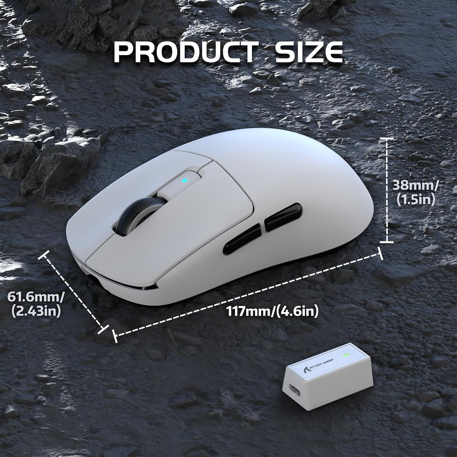 ATTACK SHARK R6 39g SUPERLIGHT Mouse, PixArt PAW3950MAX Gaming Sensor, Wireless 8K Mouse, MCU Nodic 52840, BT/2.4G/Wired Gaming Mouse, Adjustable DPI 42000, for Win11/Xbox/PS/Mac -White