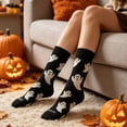 thumbnail image 2 of Huowey Halloween Socks For Men Women Crew Socks Ghost Pattern Halloween Gift Fall Winter Cozy Festival Party Socks,Black, 2 of 5