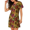thumbnail image 2 of Honeii Sunflower Print Women's Loose Short Sleeve Nightgown, Soft Cotton Sleepwear, Comfy Loose Fit Pajama Dress for Sleep and Lounge, 2 of 6