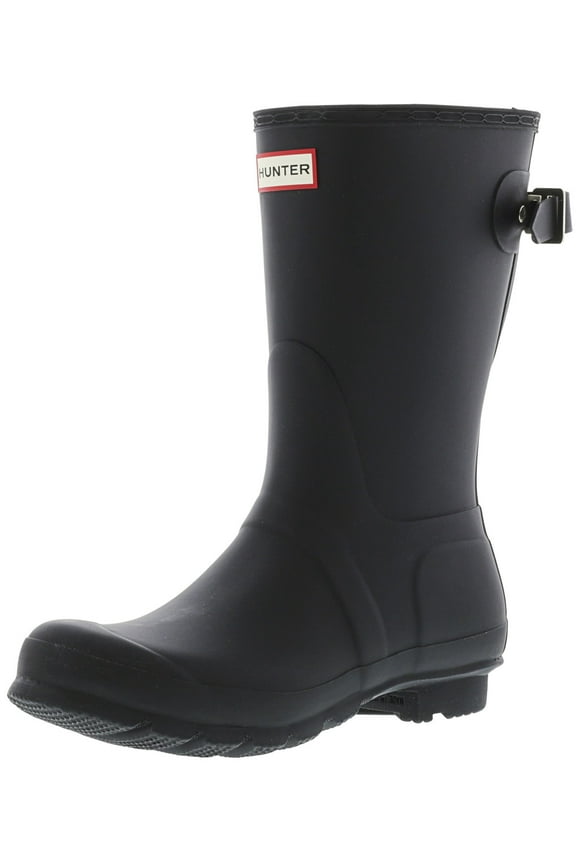 Women's Original Back Adjust Short Black Mid-Calf Rubber Rain Boot - 8M