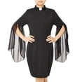 thumbnail image 3 of GRACEART Women Clergy Pencil Dress with Split Flared Sleeves Priest Dress with Tab Collar, 3 of 5