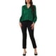 thumbnail image 2 of Camisa de botón casual de trabajo INSPIRE CHIC para mujer, blusa de satén de manga larga XS Verde, 2 of 6