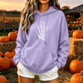 thumbnail image 2 of Otvok Trendy Oversized Hoodie, Halloween Skeleton Hand Print Soft Brushed Fleece Daily Ladies Hoodies, 2 of 7