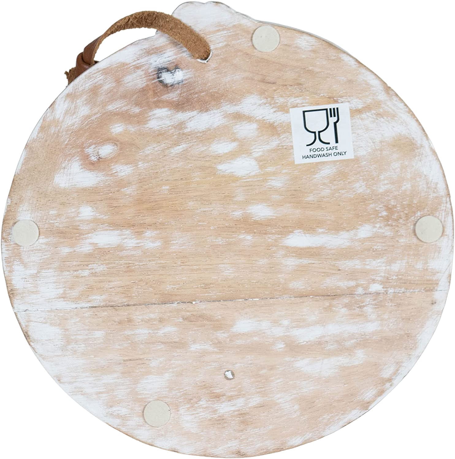 Foreside Home & Garden Small Round White Wood Cutting Board