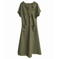 thumbnail image 1 of Robe Maxi Évasée Élégante à Manches Courtes avec Poche à Ruban pour Femmes, Coupe Ample Décontractée, Robe d'Été Verte P, 1 of 7