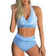 thumbnail image 1 of LAICAIW Womens Two Piece Swimsuits Wrap Front Bikini High Waisted Bottom Tummy Control Bathing Suits Vintage Print Swimwear, 1 of 7