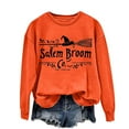 thumbnail image 5 of qelini Women's Sweatshirts No Hood Halloween Long Sleeved Oversized Crewneck Sweatshirt Women Plus Size Novelty Print Spooky Season Halloween Day Event Pullover Fall Winter Loose Tops Orange M, 5 of 6