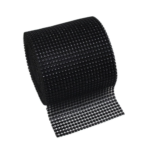 EeaseCA Sparkling Rhinestone Diamond Ribbon Mesh Roll for Wedding Cakes Birthday Party Decor Baby Shower Events and Arts and Crafts Projects 1 Yard x 4.7" (Black)