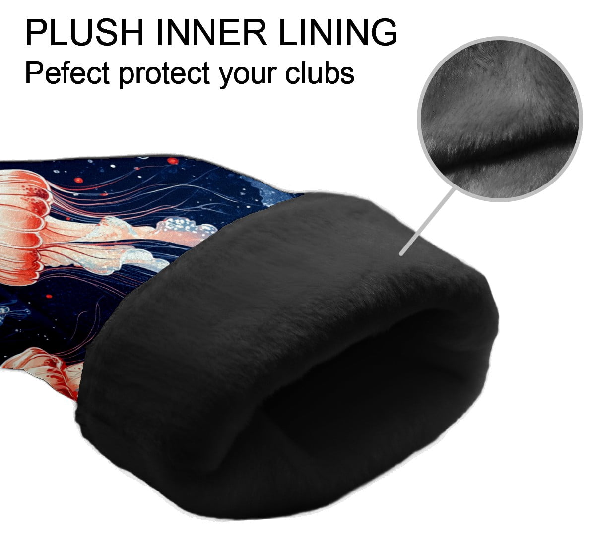 Golf Club Covers PU Leather Waterproof Head Covers for Fairway Woods Hybrids Red Jellyfish