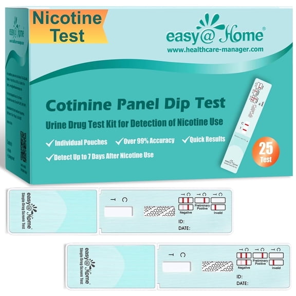 Easy@Home ECOT-114 Rapid Nicotine Urine Test, 1-Panel 200 ng/ml, 25 Pk