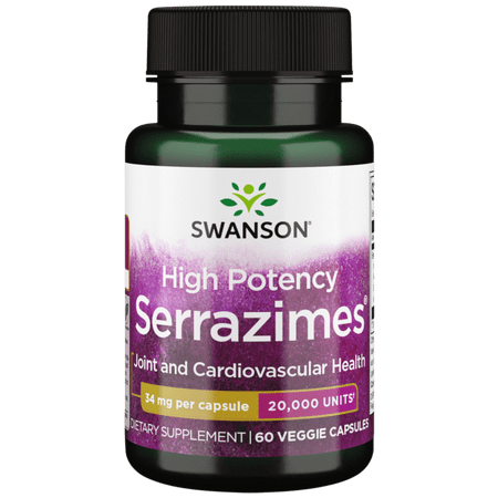 Swanson High-Potency Serrazimes 20,000 Units 34 mg 60 Veggie Capsules