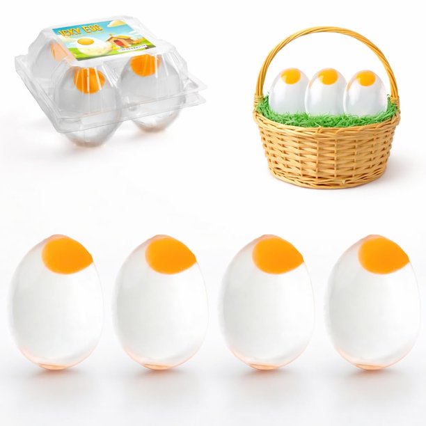 Pelotas antiestrés Squishy Namre con yema transparente, paquete de 4