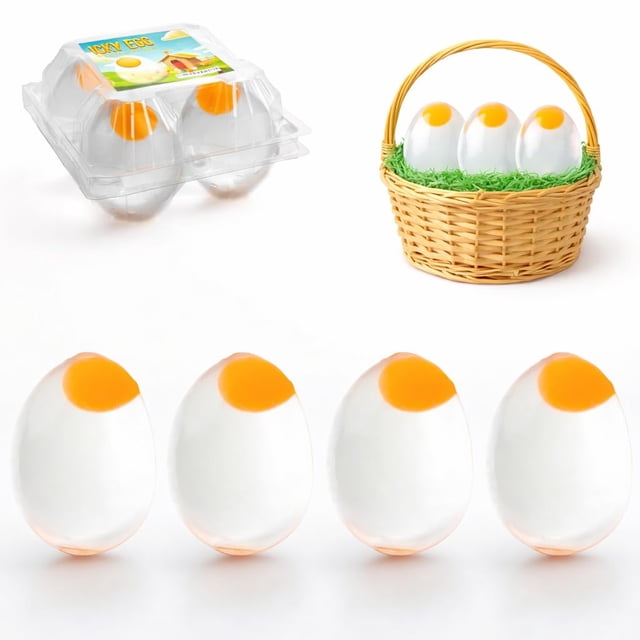 Pelotas antiestrés Squishy Namre con yema transparente, paquete de 4