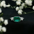 thumbnail image 3 of Rosec Jewels Lab Grown Emerald Ring with Diamond in East West Style (6X8 mm), 18K White Gold, US 9.00, 3 of 8