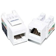 LINKOMM (10 Pack) RJ45 Cat6A Slim Keystone Jack, White and Punch Down Cable Stripper