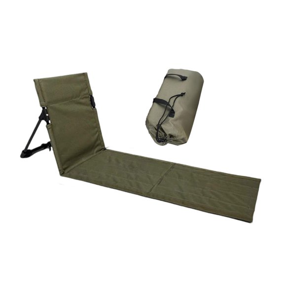 Asiento de suelo con respaldo para picnic, senderismo, silla de playa plegable, colchoneta de descanso Verde oscuro