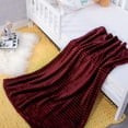 thumbnail image 2 of Ntbay Flannel Fuzzy Soft Warm Cozy Toddler Blanket, Fluffy Warm and Lightweight Reversible Stripes Design Toddler Plush Blanket for Stroller, Crib, Travel, 30" x 40", Wine Red, 2 of 6