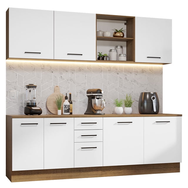 Cocina Integral Modular Madesa Agata 240cm Marrón/Blanco