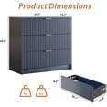 thumbnail image 6 of FURNIWAY 3 Drawer Fluted Dresser, 32 Inch Wide Nightstand with Large Drawer, 3 Drawer End Table for Bedroom, Living Rooms, Offices and Entryways,Blue, 6 of 8