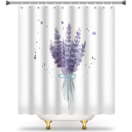Doublure de rideau de douche fleur pleureuse en tissu lavande solide blanc  pour salle de bain