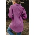 thumbnail image 3 of Women's Purple Solid Pocket Long Sleeve Button-up Shirt, 3 of 19