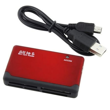 INSTEN 26-In-1 Memory Card Reader, Red / Black